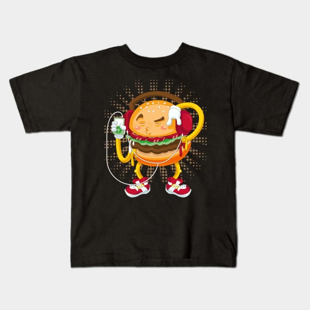 Funny Hamburger Kids T-Shirt by Mako Design 